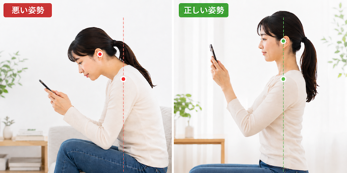 スマートフォン使用時のスマホ首姿勢